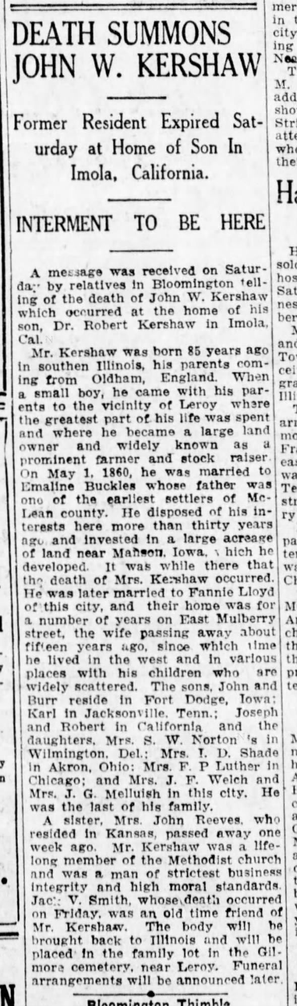 Clipping from The Pantagraph